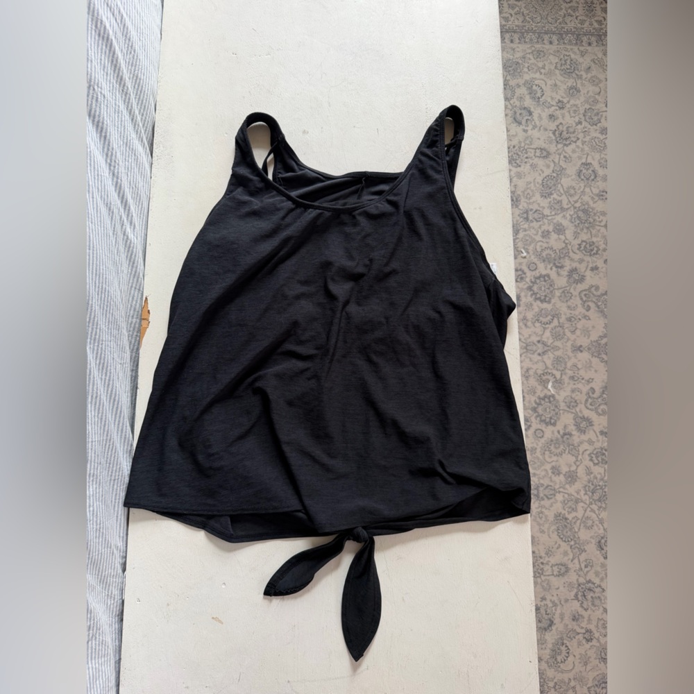 Kona Sol Black Tie-Hem Swim Tankini